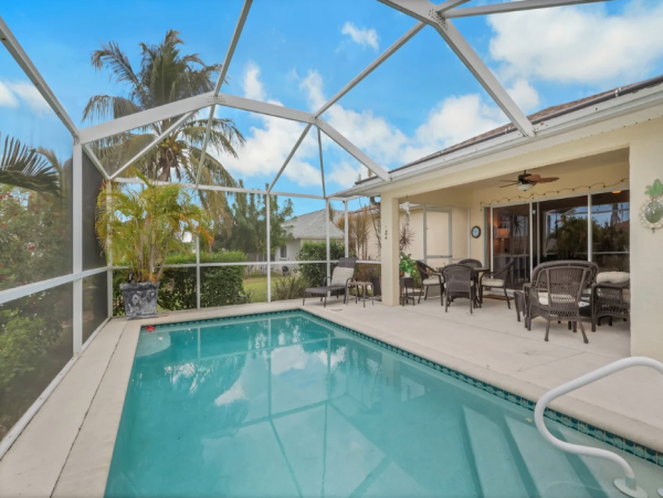 Waterfront Retreat in Northeast Cape Coral Three Bedroom with Private Pool